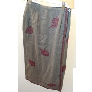 j.jill Tencel and Wool blend paisley wrap skirt